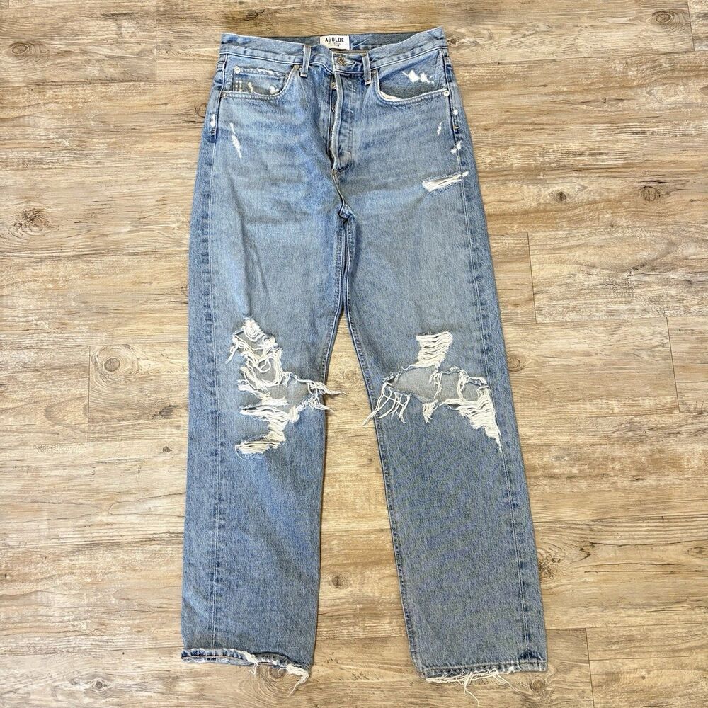 AGolde 90’s Mid Rise Loose Fit Jeans In Fall Out Sz 27 Button Fly